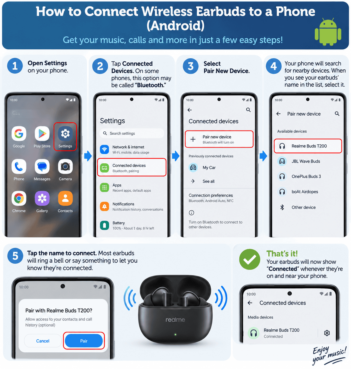 how to connect earbuds