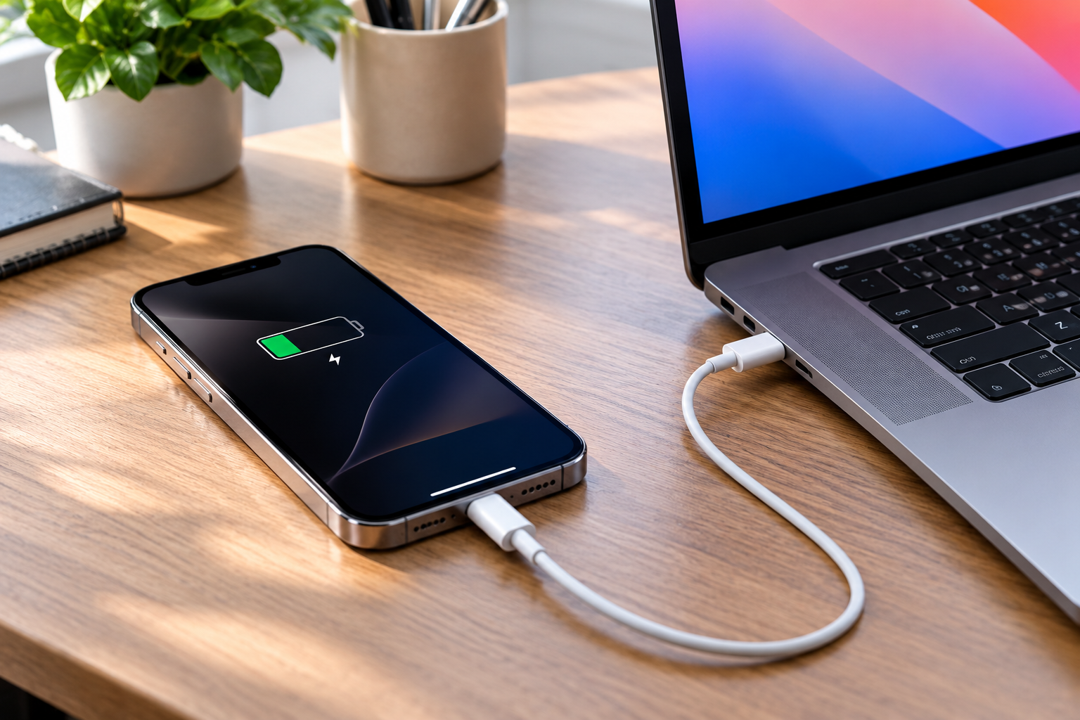 Charging an iPhone through a laptop USB port